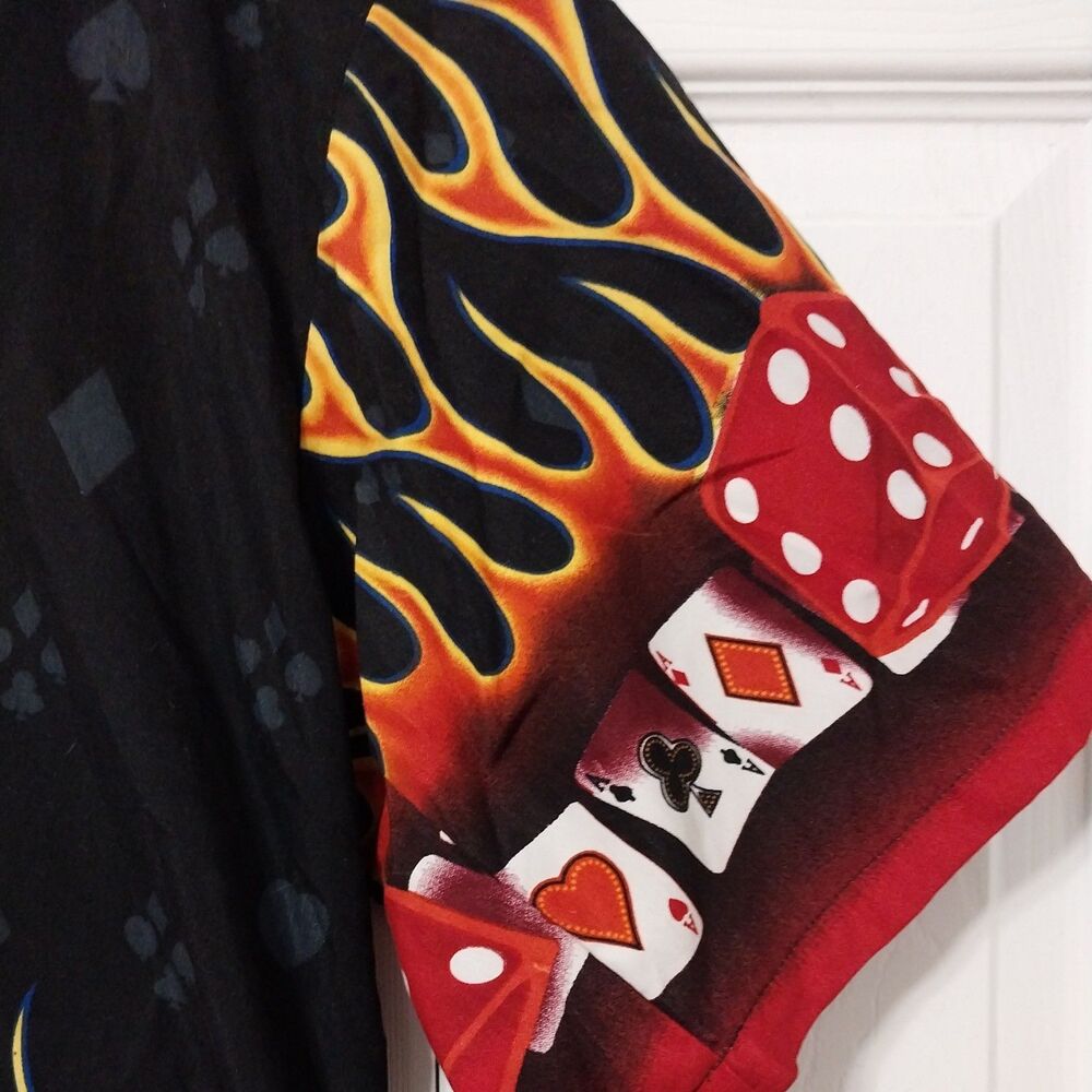 Oscar Misa Flame Dice Bowling Shirt Mens XL Y2K Rockabilly Casino Button Up - Picture 3 of 5